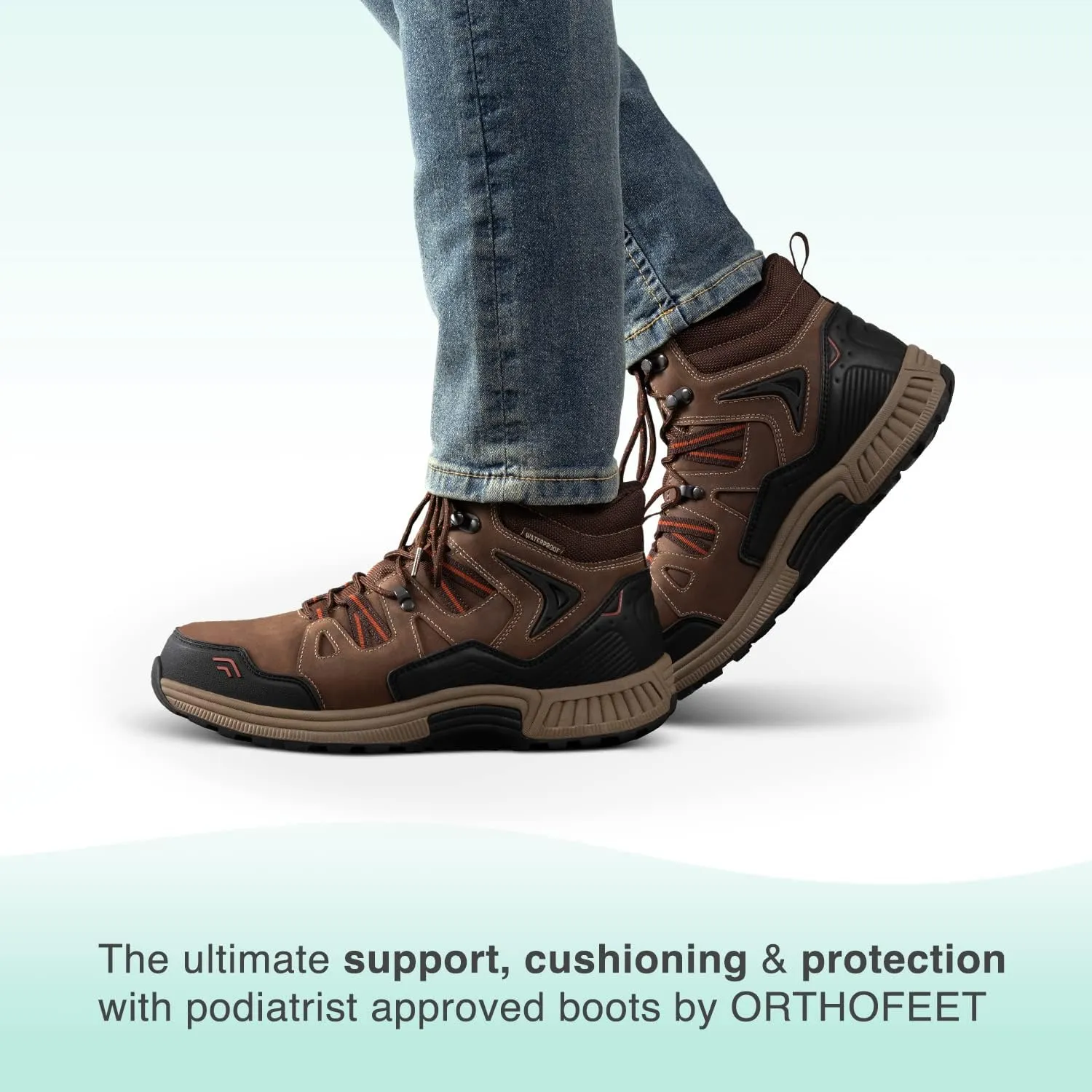 Orthofeet Men's Orthopedic Leather Ridgewood Waterproof Boots