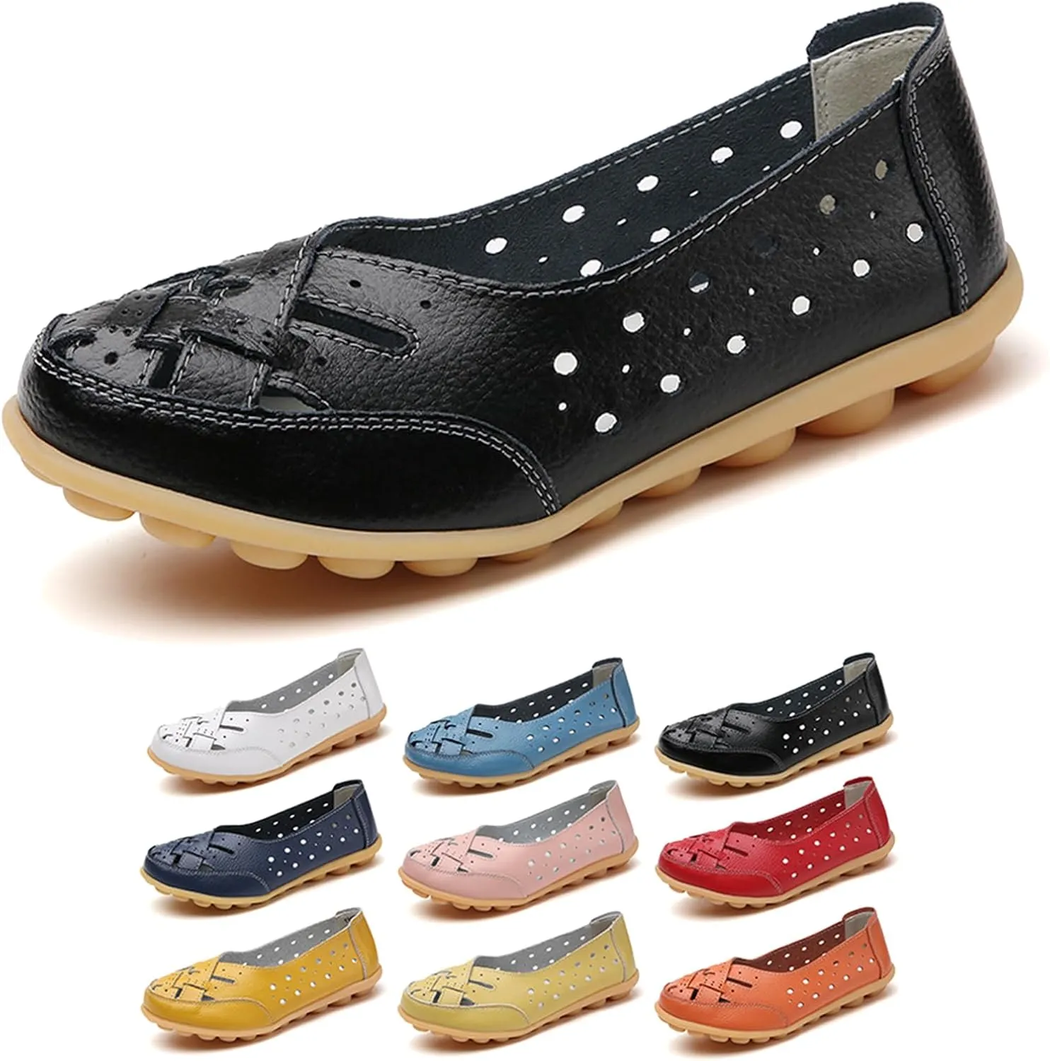 Orthopaedic Loafers in Breathable Leather, Owlkay Orthopedic Shoes for Women, Cutout Slip On Shoes Owlkay Shoes for Women, Driver Loafers, 5-11.5, White