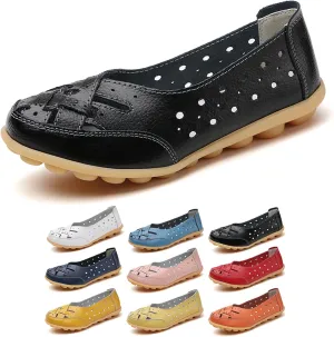 Orthopaedic Loafers in Breathable Leather, Owlkay Orthopedic Shoes for Women, Cutout Slip On Shoes Owlkay Shoes for Women, Driver Loafers, 5-11.5, White