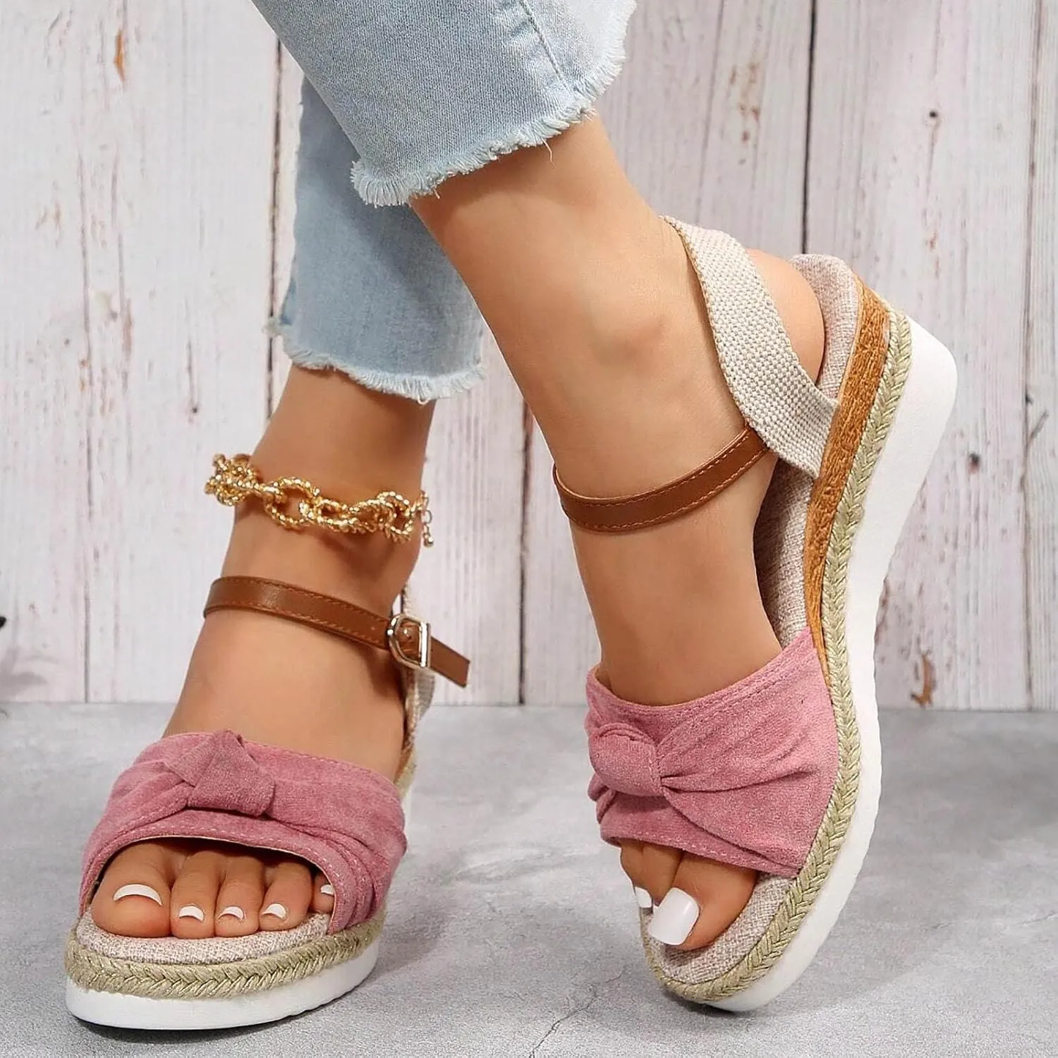 Orthopedic Platform Wedge Sandals for Women 2025 Summer Dressy Fashion Casual Bow Open Toe Born Womens Sandals