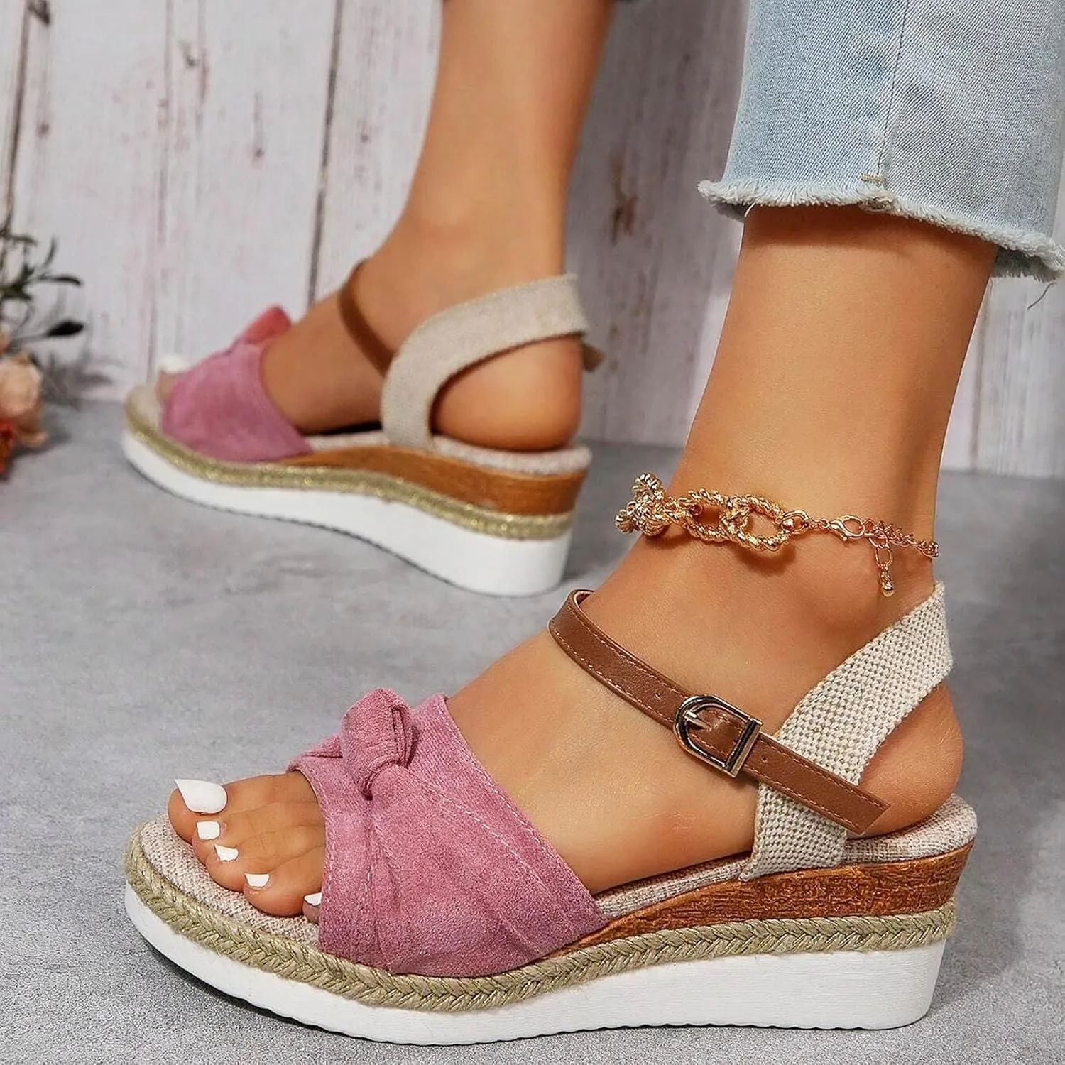Orthopedic Platform Wedge Sandals for Women 2025 Summer Dressy Fashion Casual Bow Open Toe Born Womens Sandals