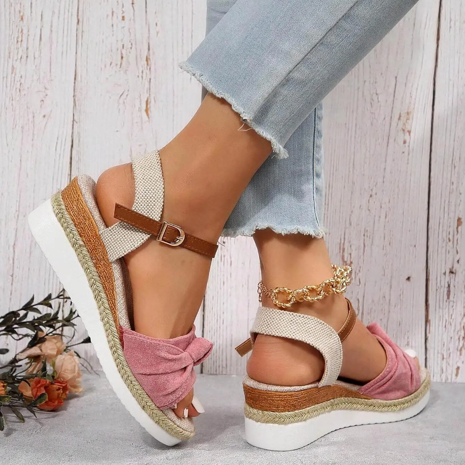 Orthopedic Platform Wedge Sandals for Women 2025 Summer Dressy Fashion Casual Bow Open Toe Born Womens Sandals