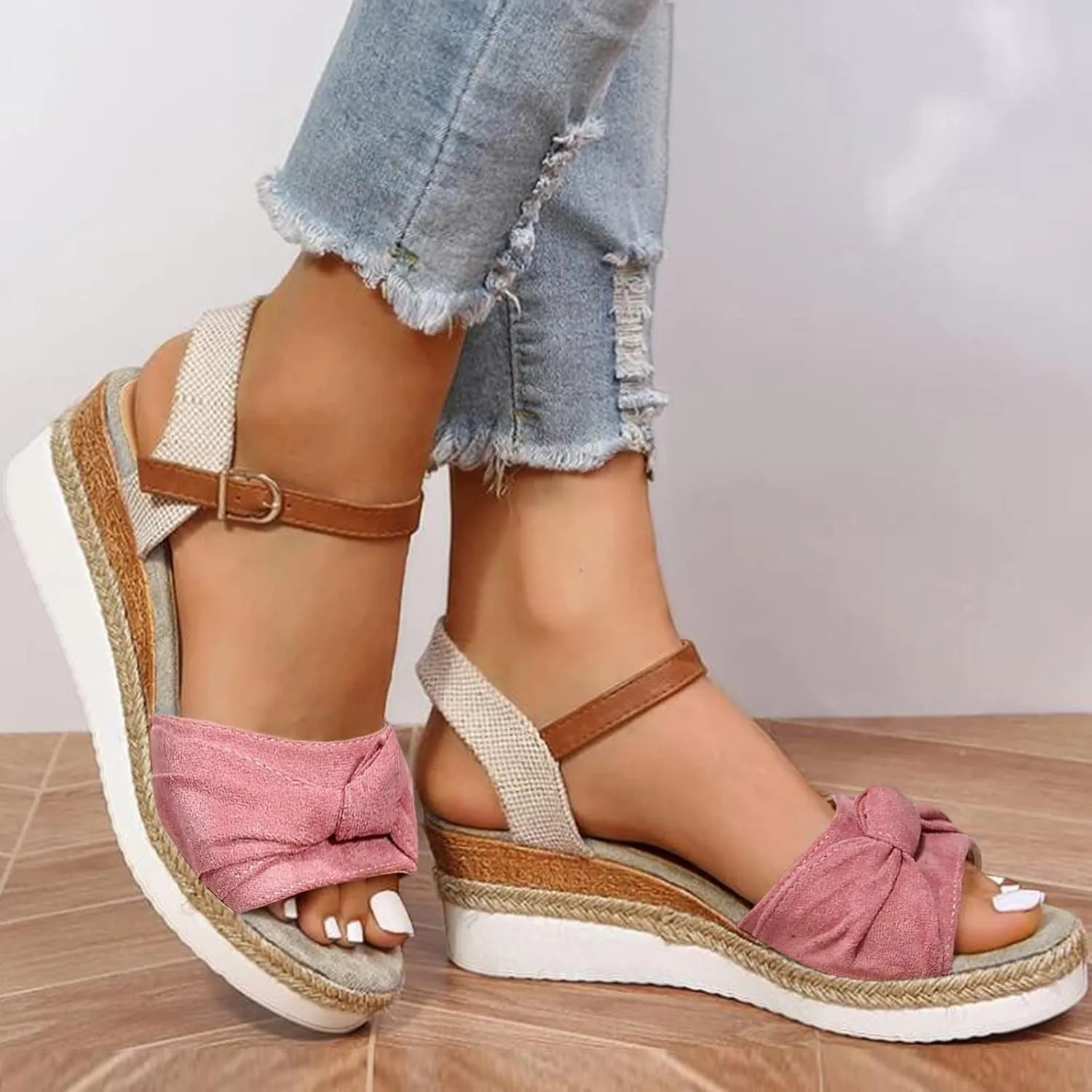Orthopedic Platform Wedge Sandals for Women 2025 Summer Dressy Fashion Casual Bow Open Toe Born Womens Sandals