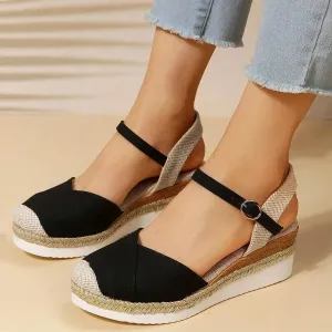 Orthopedic Wedge Sandals for Women 2025 Summer Dressy Flat Open Toe Ankle Strap Espadrilles Casual Strappy Slip on Platform Sandals Shoes Beach Boho Sandals Comfortable Outdoor Shoe