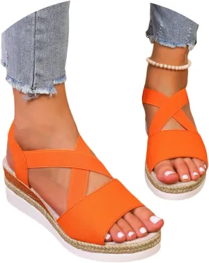 Orthopedic Wedge Sandals For Women Dressy Summer Comfortable Walking, Womens Espadrilles Wedges Sandals Heels Open Toe Platform Buckle Ankle Strap Casual Beach Shoes 2025 Vacation