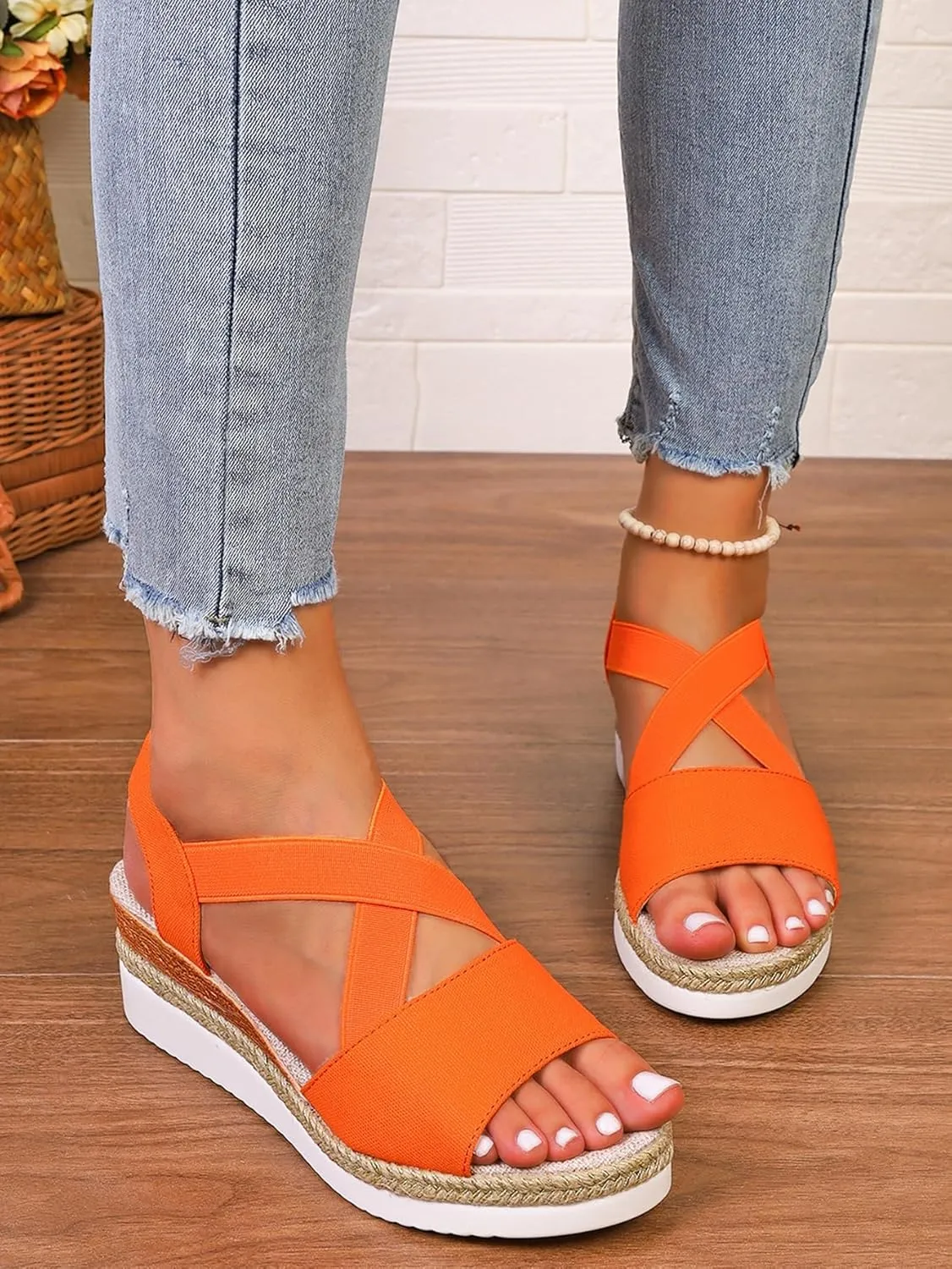 Orthopedic Wedge Sandals For Women Dressy Summer Comfortable Walking, Womens Espadrilles Wedges Sandals Heels Open Toe Platform Buckle Ankle Strap Casual Beach Shoes 2025 Vacation