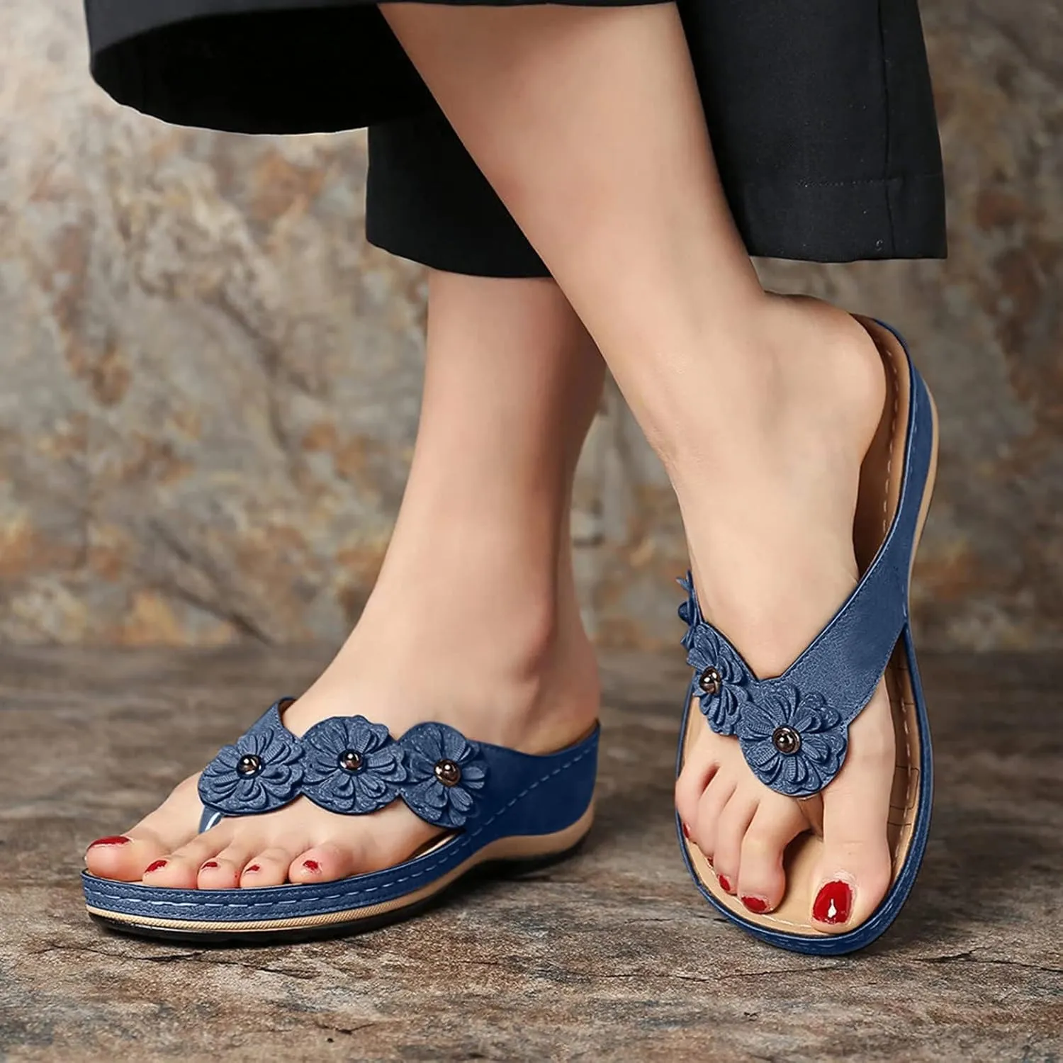 Orthopedic Wide Sandals for Women 2025 Dressy Summer Comfortable Clark Sandals Casual Slip on Flats Flip Flops for Ladies