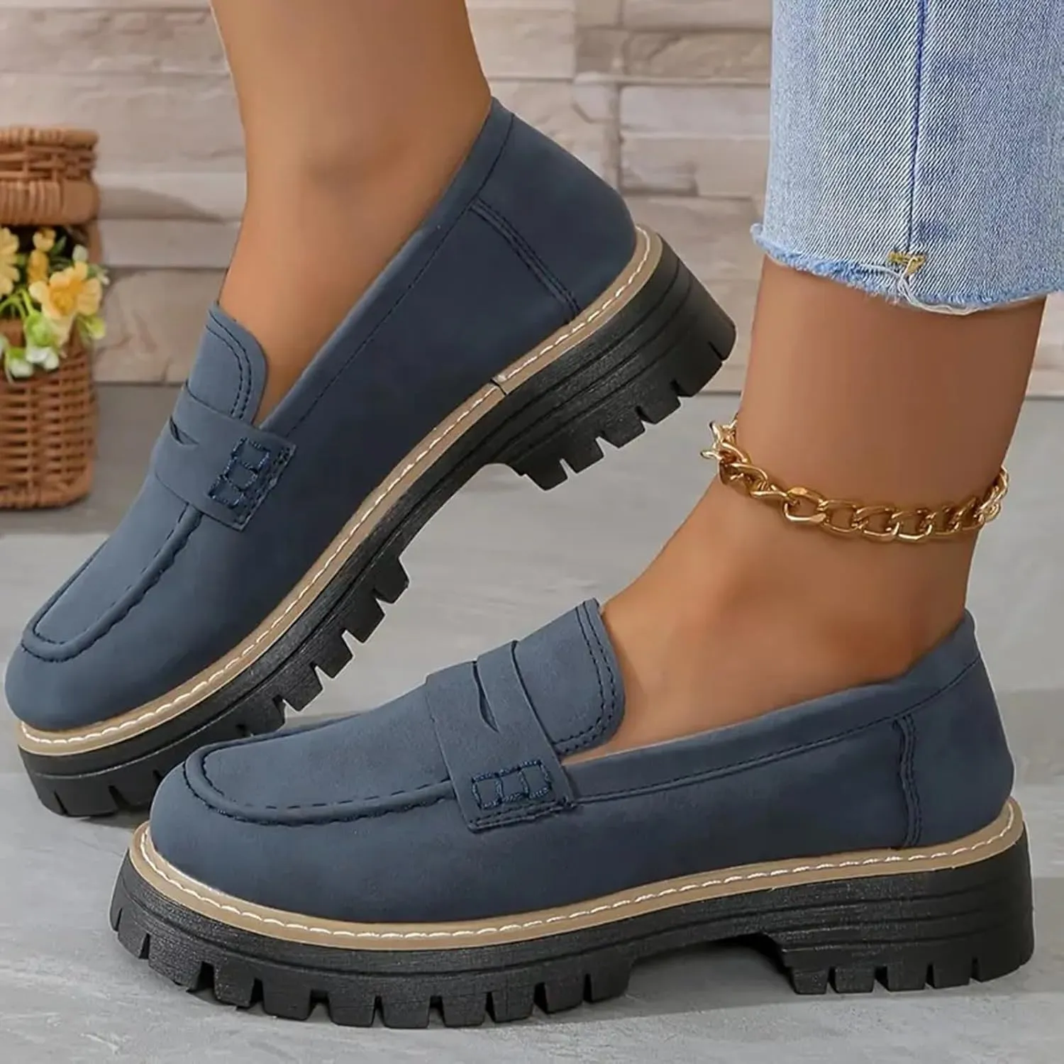 Orthoture-Orthopedic Platform Loafers Comfort Orthopedic Shoes Womens Round Toe Walking Shoe Slip on Dressy Shoes