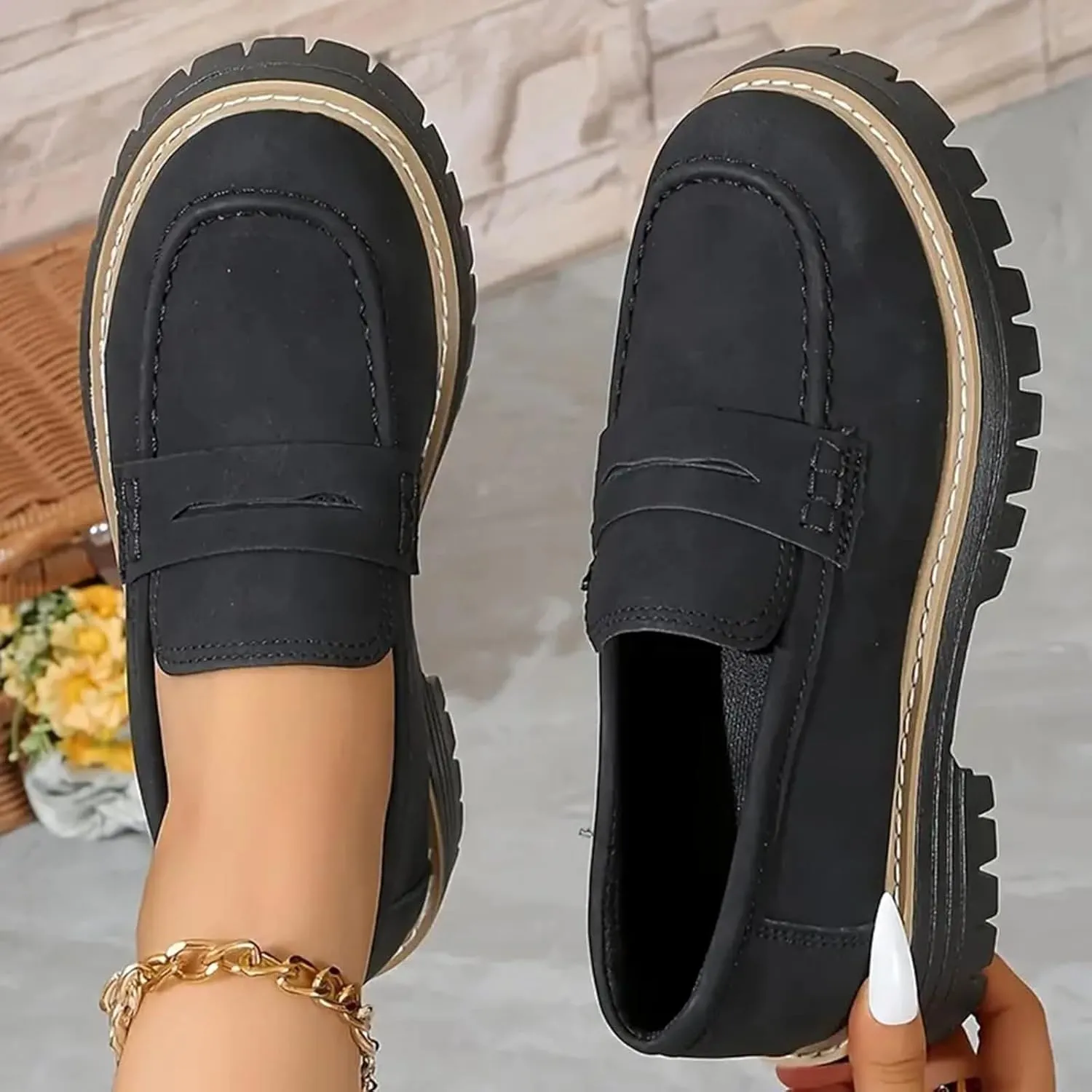 Orthoture-Orthopedic Platform Loafers Comfort Orthopedic Shoes Womens Round Toe Walking Shoe Slip on Dressy Shoes