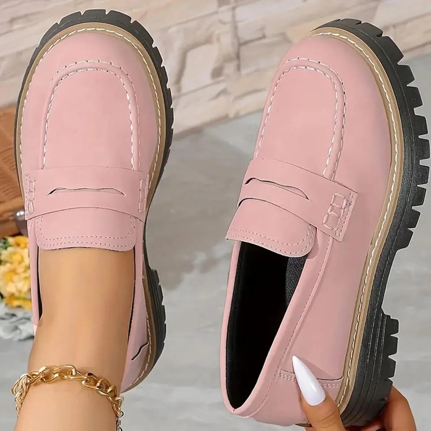 Orthoture-Orthopedic Platform Loafers Comfort Orthopedic Shoes, Womens Round Toe Walking Shoe, Slip on Shoes