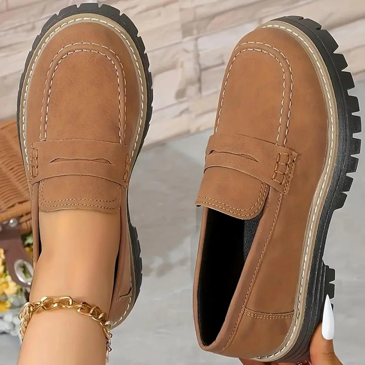 Orthoture-Orthopedic Platform Loafers Comfort Orthopedic Shoes, Womens Round Toe Walking Shoe, Slip on Shoes