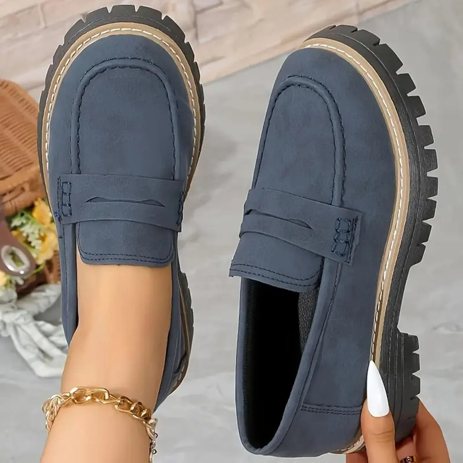 Orthoture-Orthopedic Platform Loafers Comfort Orthopedic Shoes, Womens Round Toe Walking Shoe, Slip on Shoes