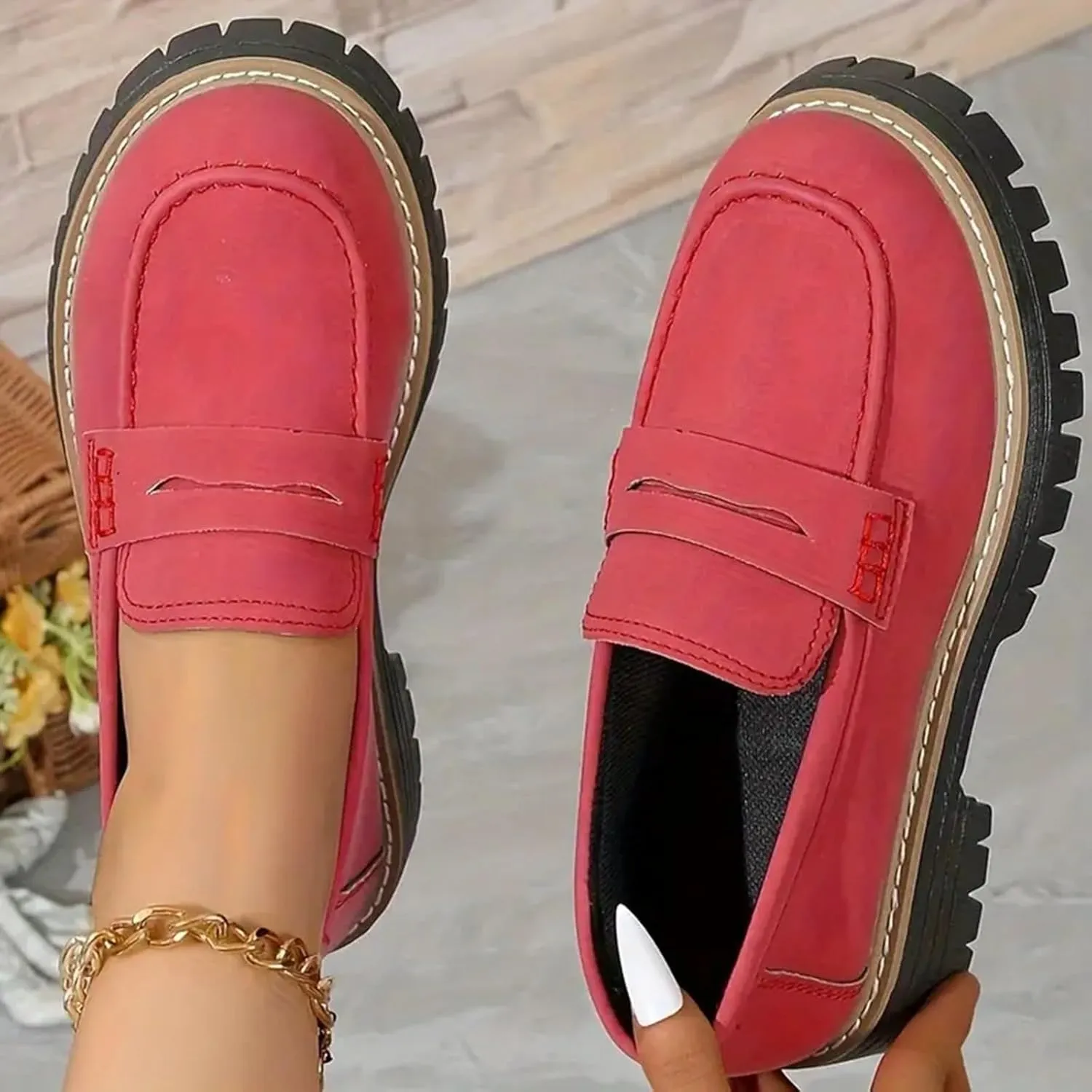Orthoture-Orthopedic Platform Loafers Comfort Orthopedic Shoes, Womens Round Toe Walking Shoe, Slip on Shoes