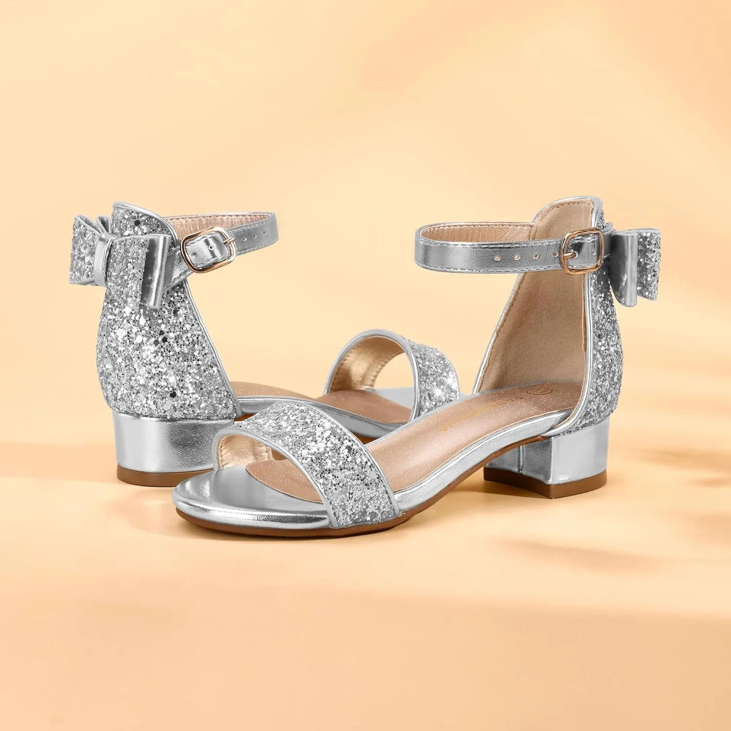 PANDANINJIA Girls Dress Shoes Toddler Kids Heels Sandals Ankle Strap Wedding Party Phoebe Flower Girl Shoes