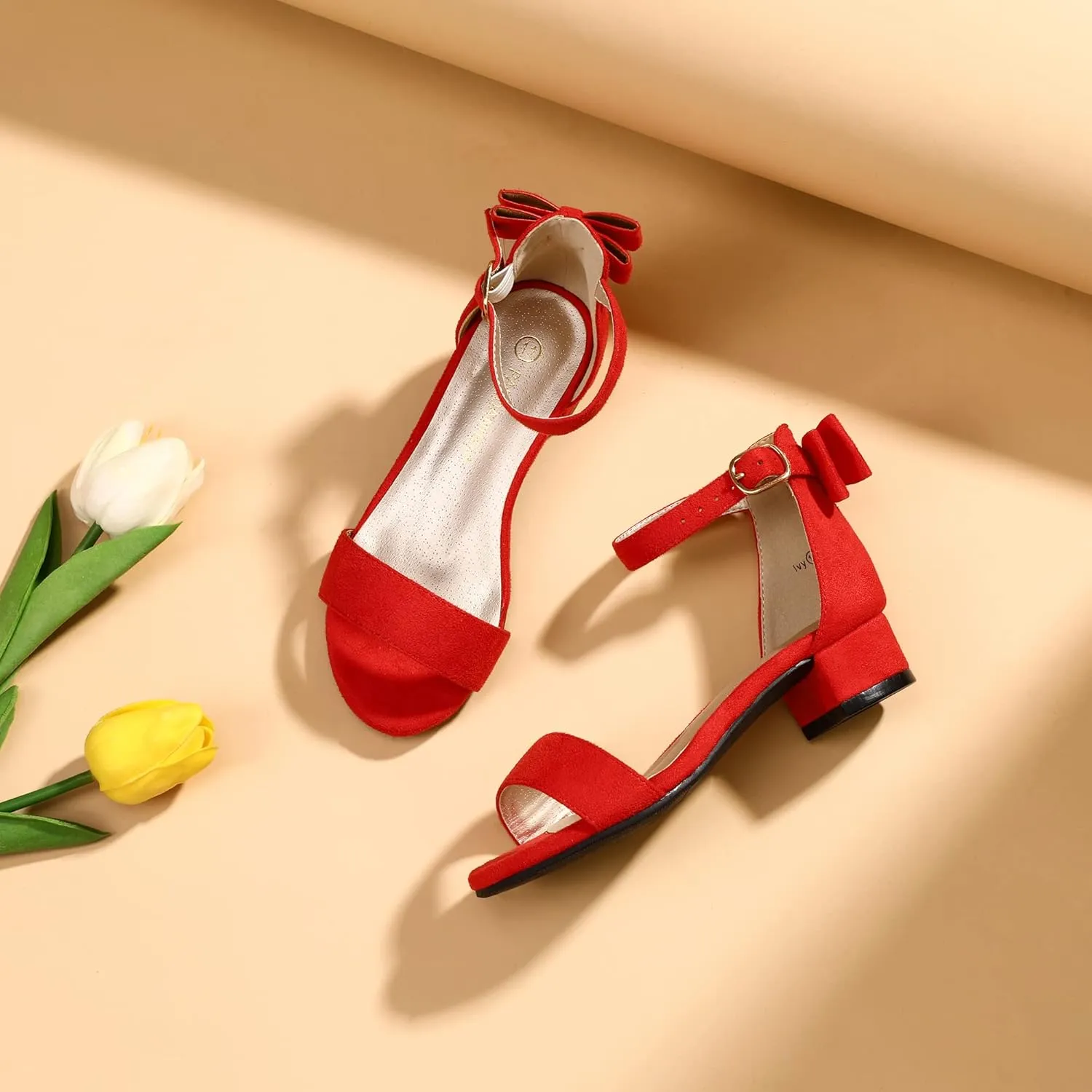 PANDANINJIA Girls Dress Shoes Toddler Kids Heels Sandals Ankle Strap Wedding Party Phoebe Flower Girl Shoes