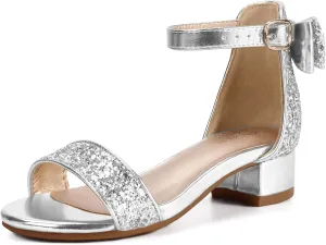 PANDANINJIA Girls Dress Shoes Toddler Kids Heels Sandals Ankle Strap Wedding Party Phoebe Flower Girl Shoes