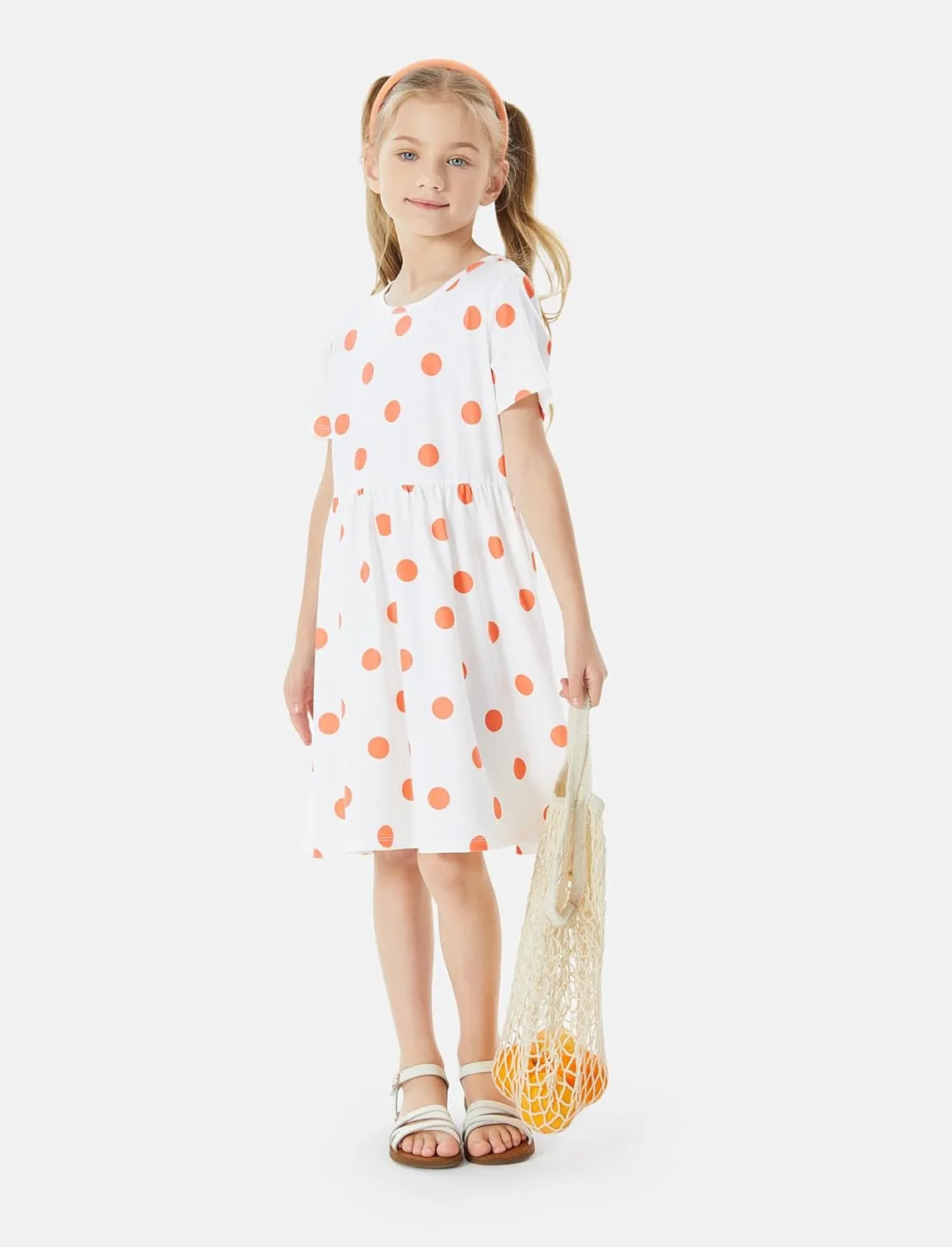 PATPAT Toddler Girl Floral Skater Multipack Dresses 3-Pack Polka Dots Short Sleeve Priness A-line Dress