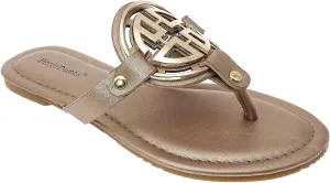 Pierre Dumas Women's Limit 24 Flat Sandals Rose Gold PU 9