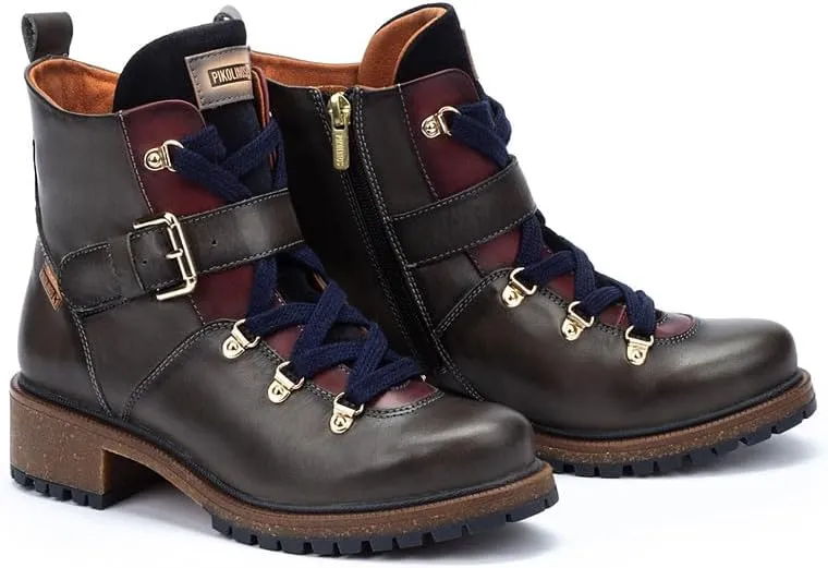 PIKOLINOS Flat Ankle Boots Leather Aspe for Woman