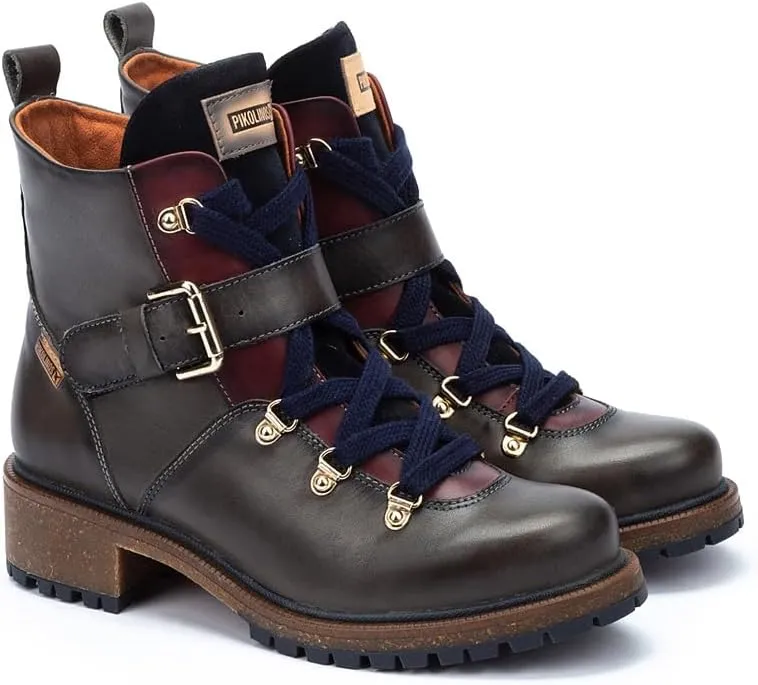PIKOLINOS Flat Ankle Boots Leather Aspe for Woman