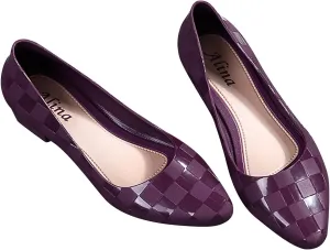 Plaid Pattern Sandals for Women Low Heel Summer Casual Pointed Toe Closed Toe Shallow Mouth Slip-on Square Heels Shoes Lightweight Non-Slip Sandalias