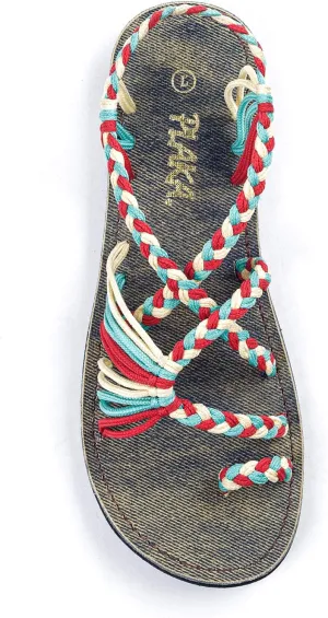Plaka Flat Sandals for Women Palm Leaf