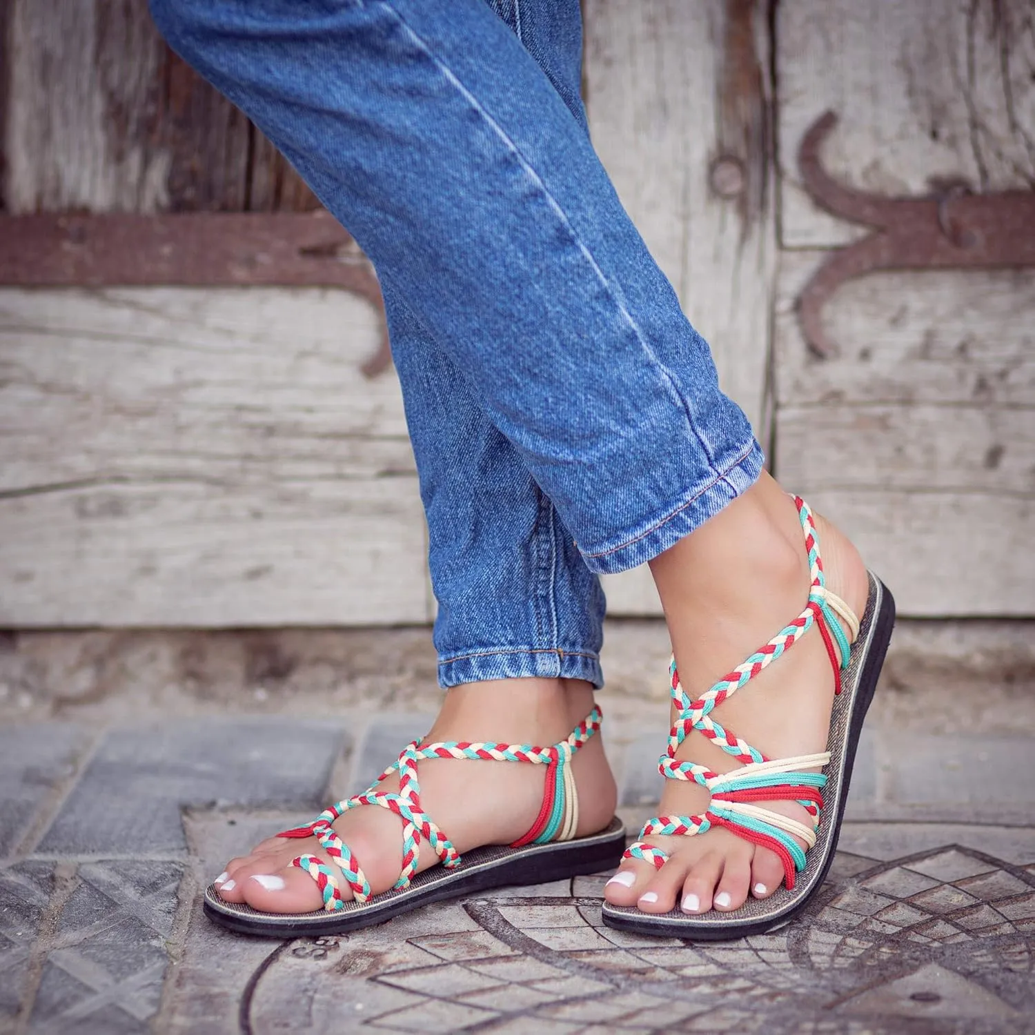 Plaka Flat Sandals for Women Palm Leaf