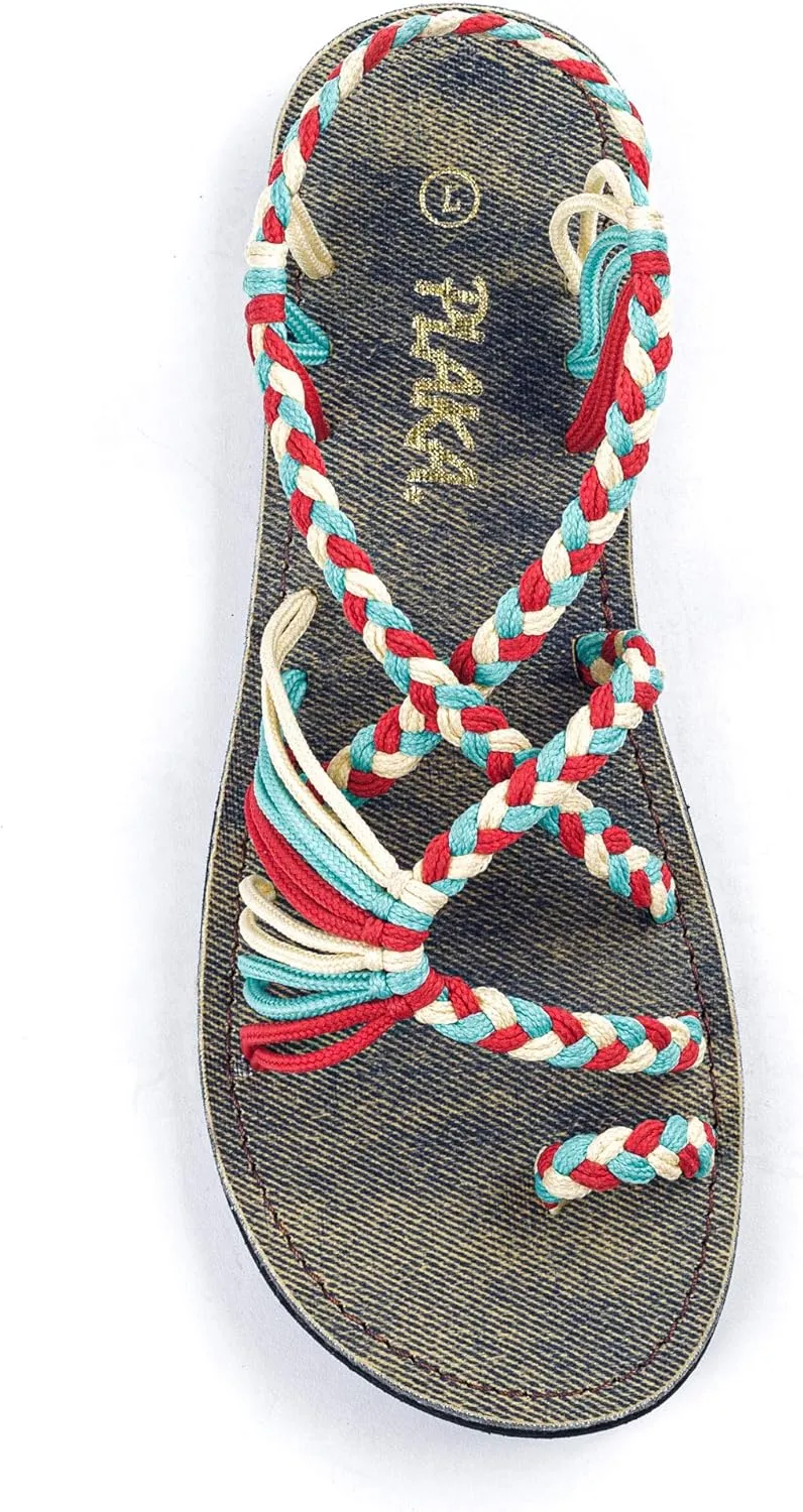 Plaka Flat Sandals for Women Palm Leaf