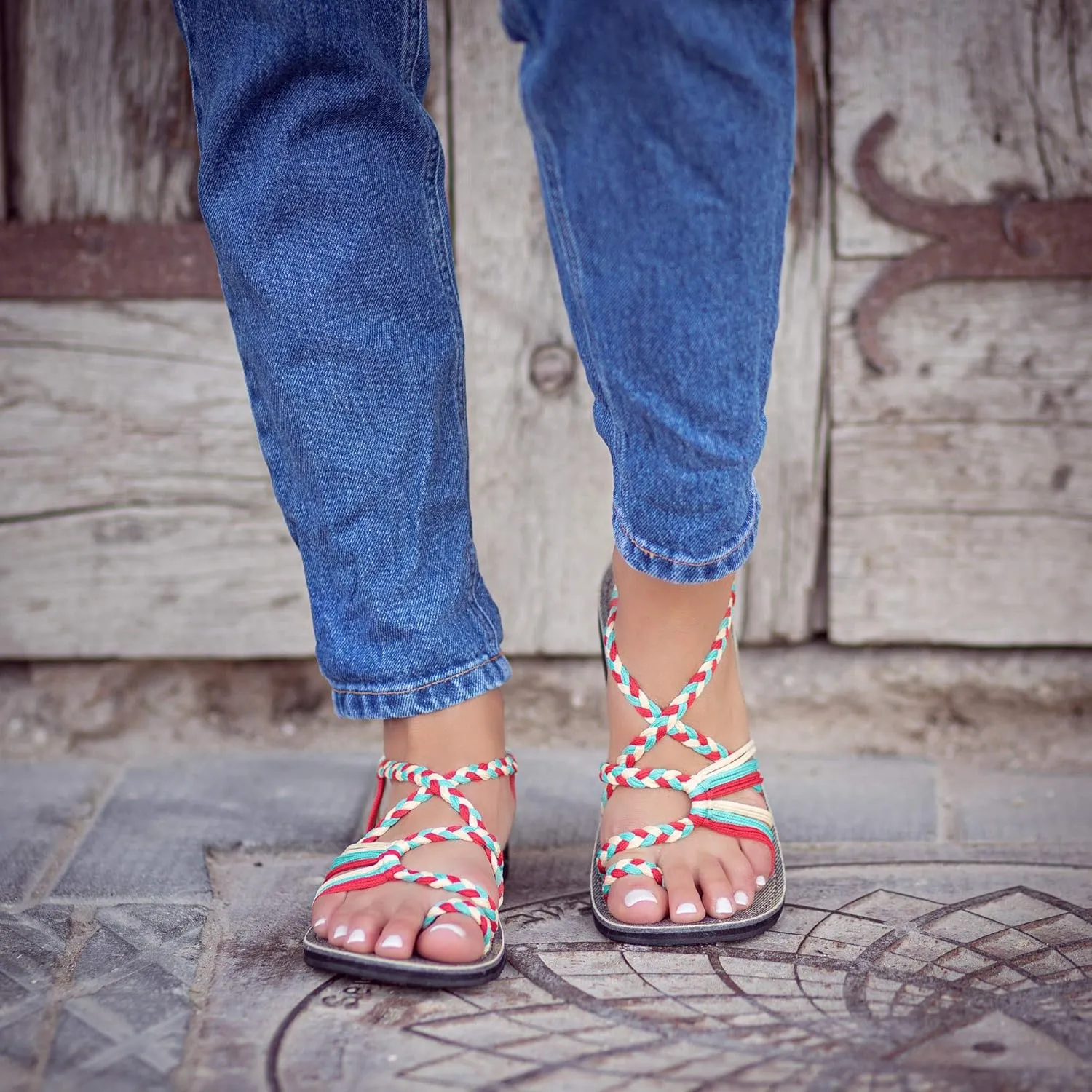 Plaka Flat Sandals for Women Palm Leaf