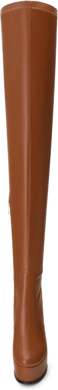 Platform Over The Knee Boots for Women Thigh High Stiletto Zipper Round Toe Long Boots Classic Sexy Fashion Tall Boots