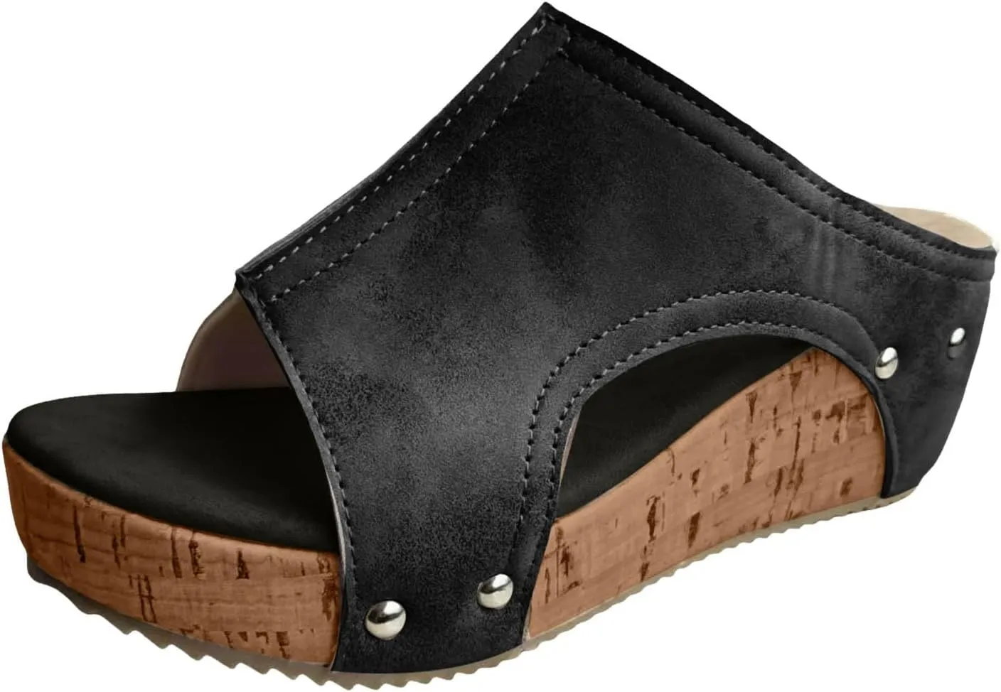 Platform Sandals Women Summer Beach Black Sandals Wedge Heel Slip on Sandals Travel Bohemia Walking Shoes