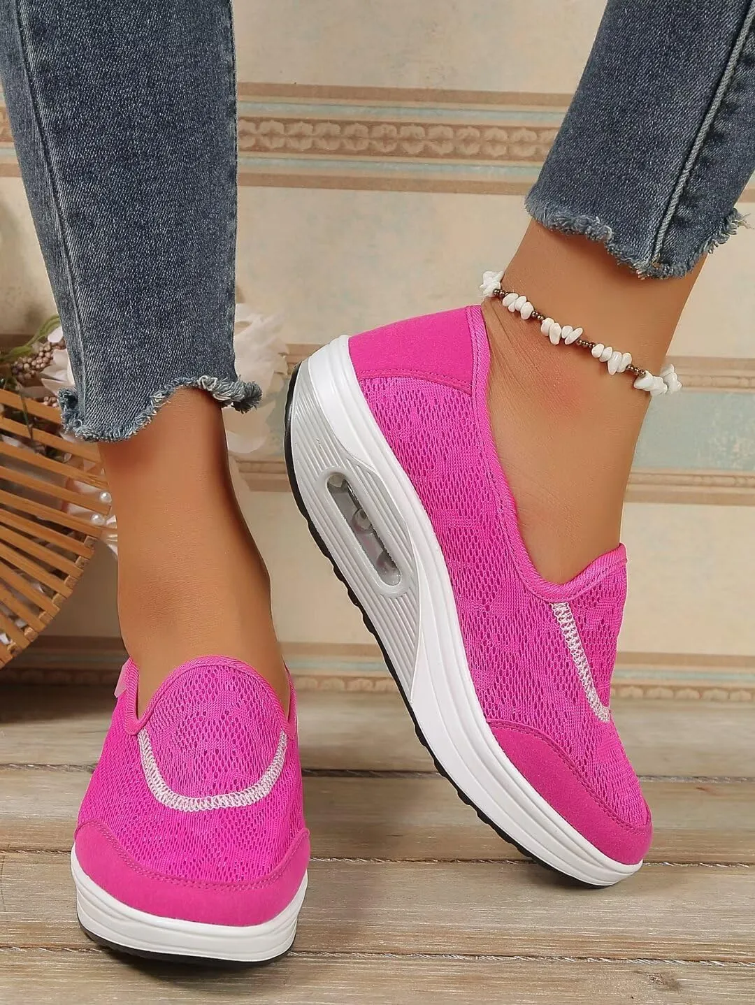 Platform Wedge Loafers for Women Comfortable |Thick Rocking Bottom | Womens Slip On Sneakers Lightweight | Women's Walking Shoes Work Long Hours