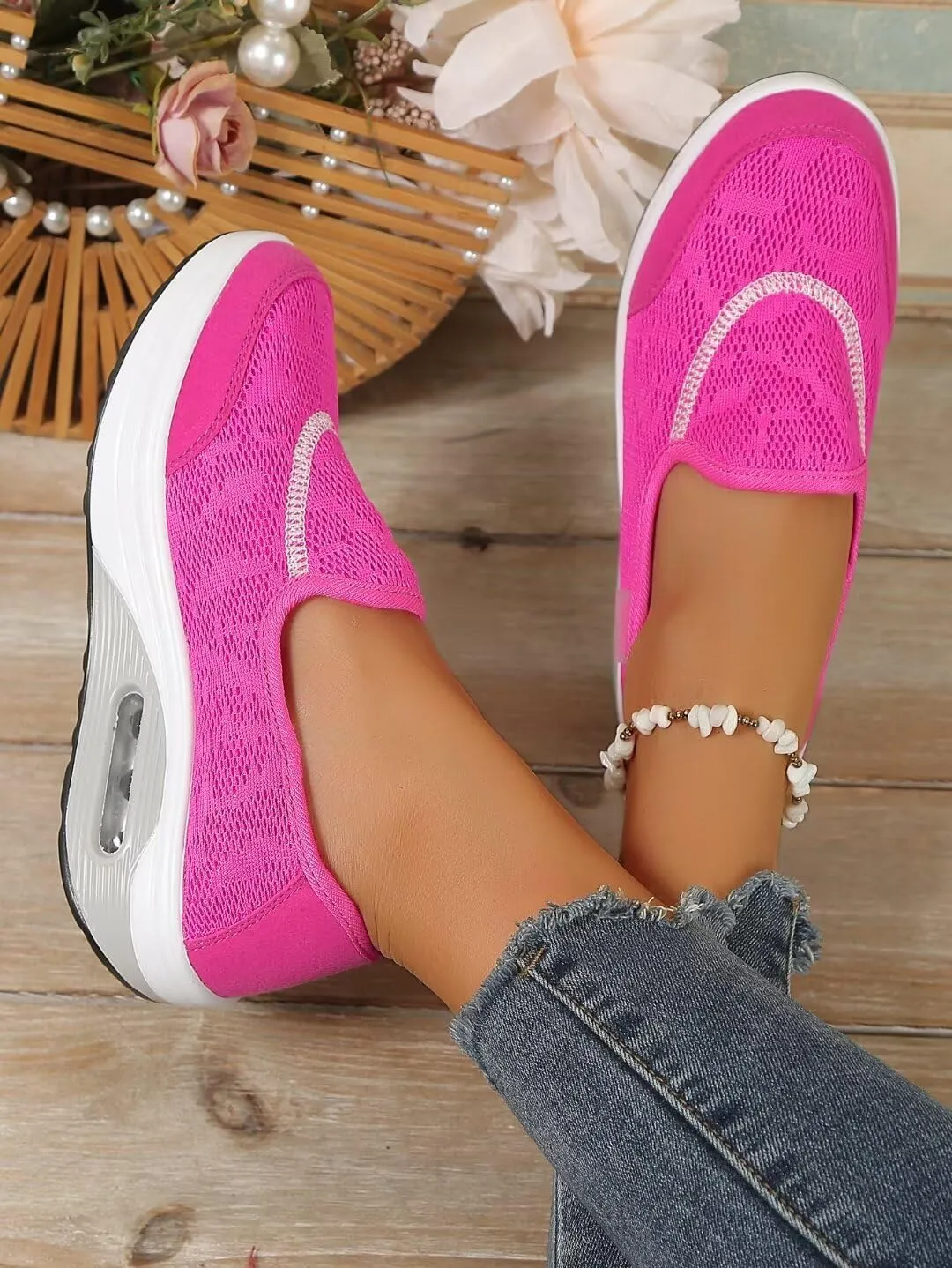 Platform Wedge Loafers for Women Comfortable |Thick Rocking Bottom | Womens Slip On Sneakers Lightweight | Women's Walking Shoes Work Long Hours