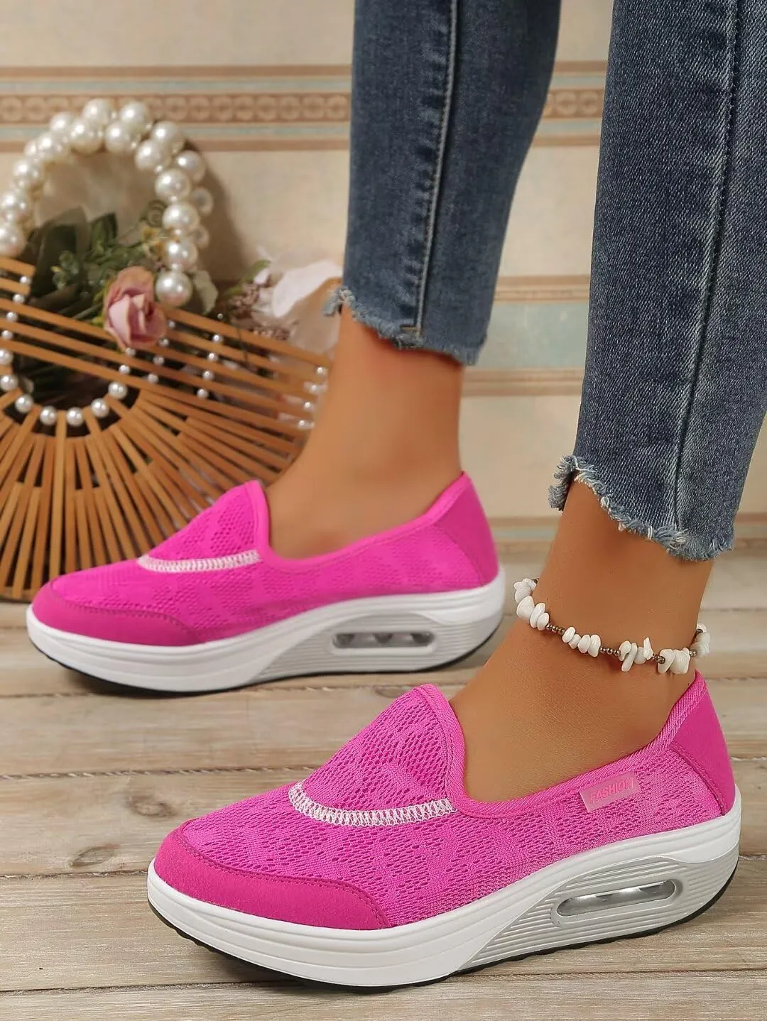 Platform Wedge Loafers for Women Comfortable |Thick Rocking Bottom | Womens Slip On Sneakers Lightweight | Women's Walking Shoes Work Long Hours