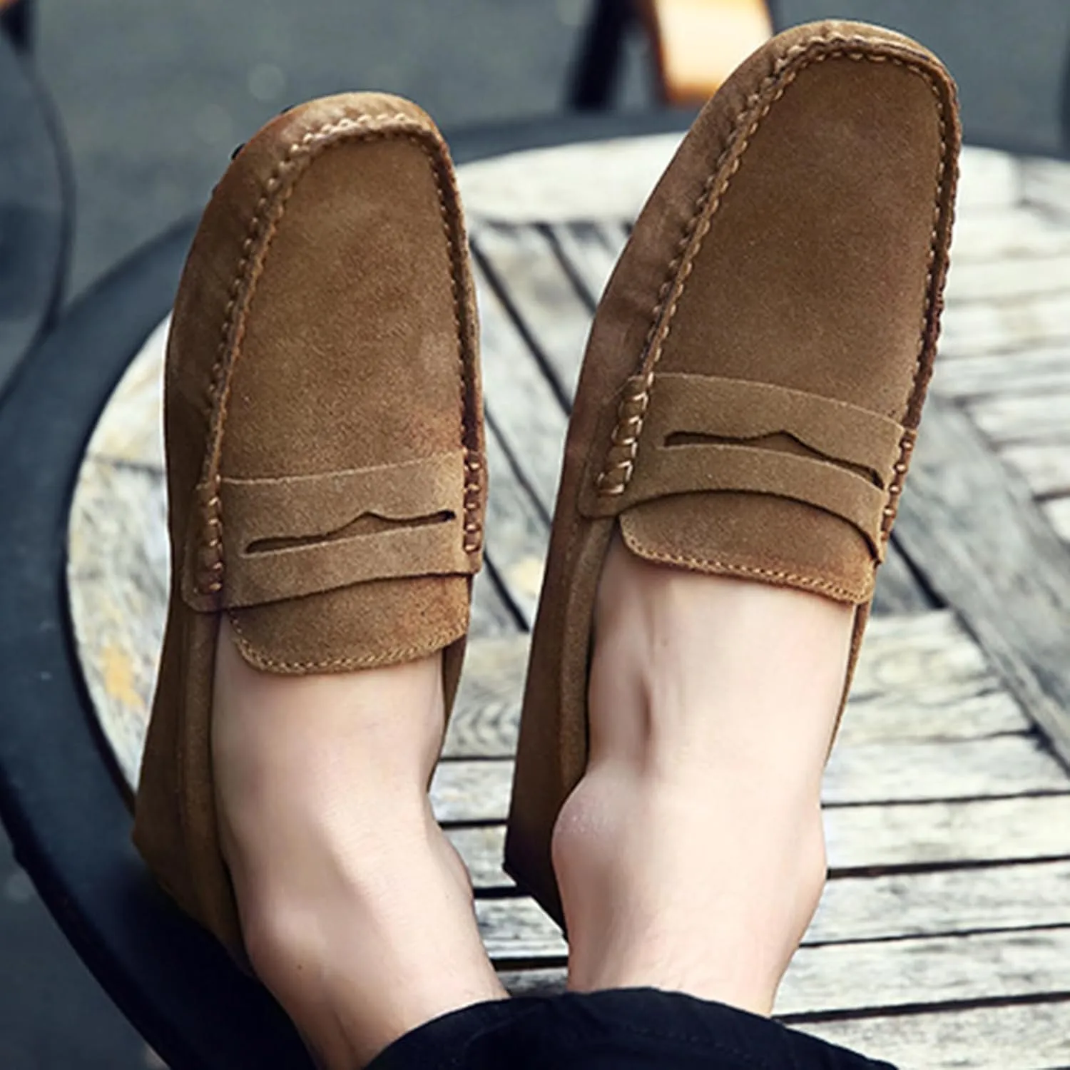 Plus Size Men's Moccasin Penny Loafers, Driving Shoes, Comfortable Non-Slip Slip-On Shoes, Men's Fashion Footwear for All Seasons