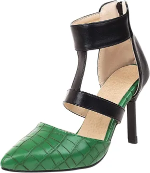 Pointed Toe Stilettos for Women Dressy Summer Fashion Back Zip Ankle Strap Hollow Closed Toe Super High Heel Sandals Comfy Casual Plaid Shoes
