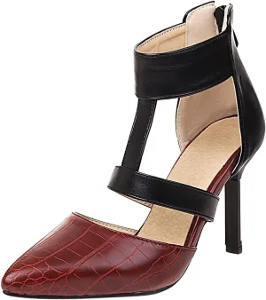 Pointed Toe Stilettos for Women Dressy Summer Fashion Back Zip Ankle Strap Hollow Closed Toe Super High Heel Sandals Comfy Casual Plaid Shoes