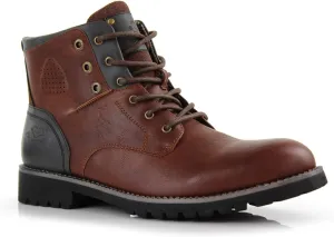 Polar Fox Knoxville MPX806068 Mens Casual Work Laced Classic Motorcycle Combat Zipper Boots