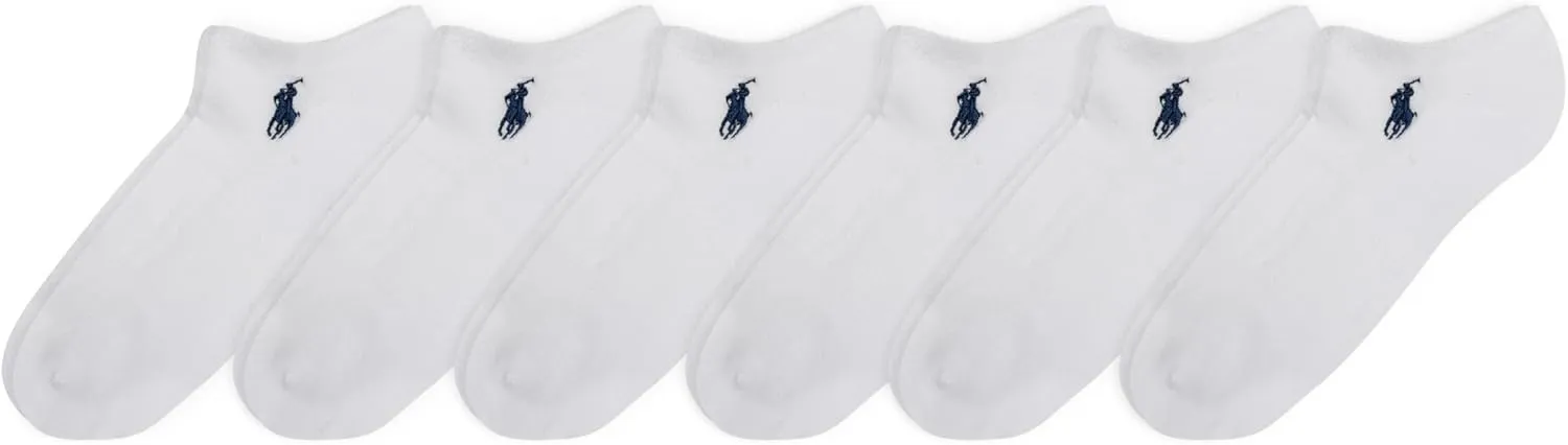 POLO RALPH LAUREN Women's Classic Sport Solid Ultra Low Cut Socks - 6 Pair Pack - Athletic Cotton Comfort