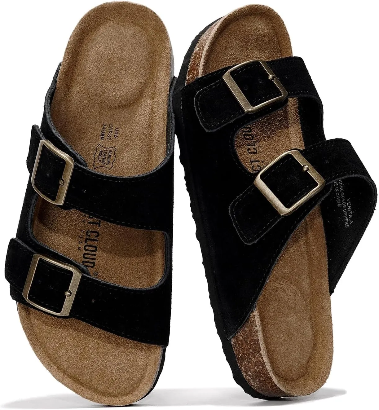 Project Cloud Genuine Leather Flat Sandals Women 2025 Beach Essentials Womens Sandals Memory Foam Vacation Essentials Slides for Women Footwear (Venita)