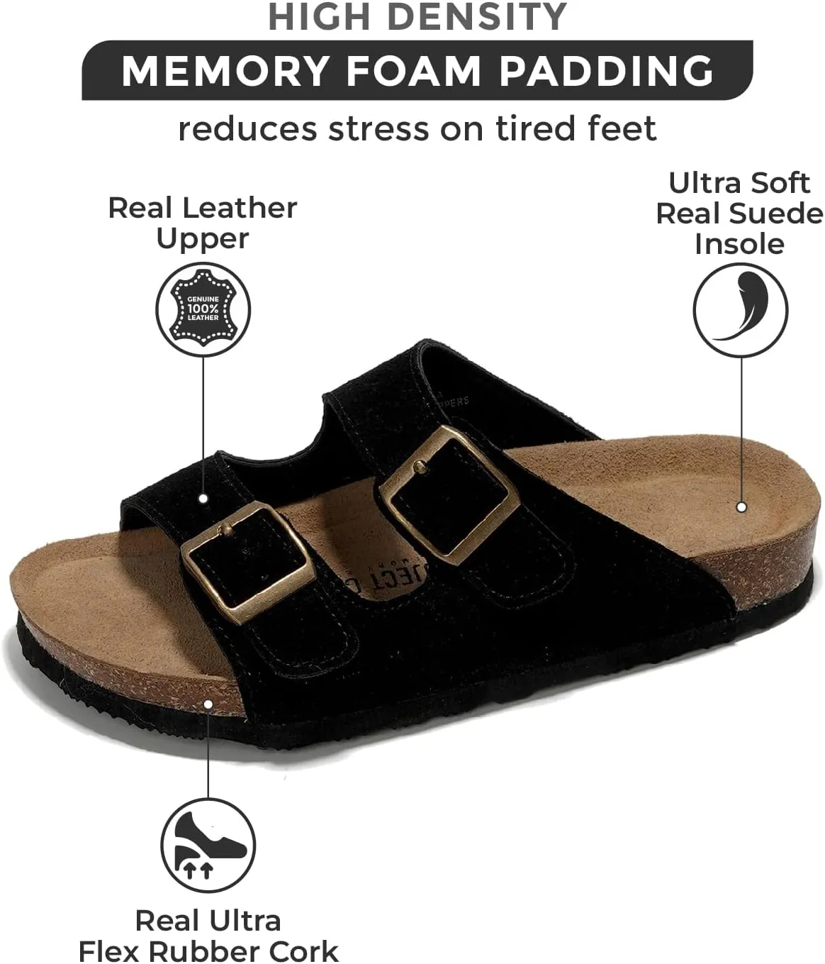 Project Cloud Genuine Leather Flat Sandals Women 2025 Beach Essentials Womens Sandals Memory Foam Vacation Essentials Slides for Women Footwear (Venita)