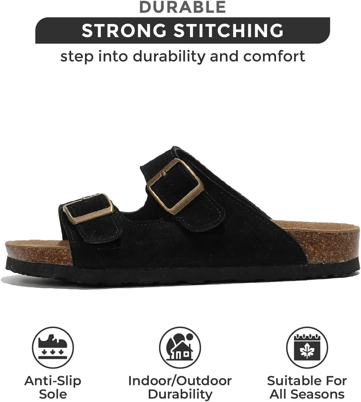 Project Cloud Genuine Leather Flat Sandals Women 2025 Beach Essentials Womens Sandals Memory Foam Vacation Essentials Slides for Women Footwear (Venita)