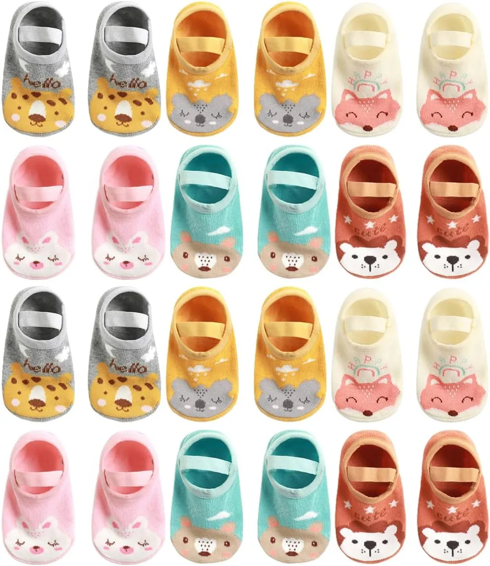 QandSweet Baby Toddler Non-skid Socks Little Girls Cute Cartoon Floor Socks 8-36M