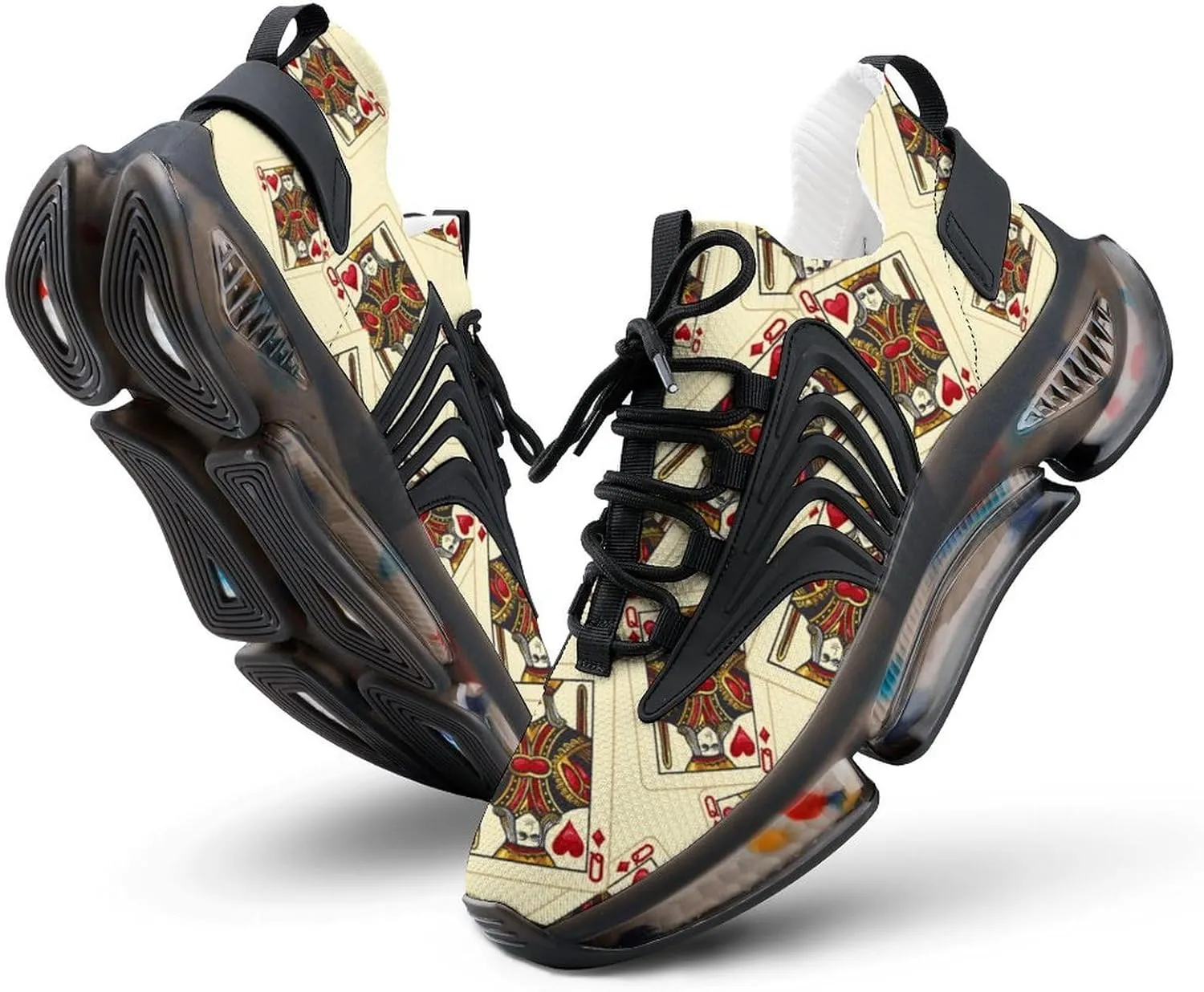 Queen of The Hearts Playing Card Poker Men's Running Shoes Fashion Walking Sneakers Lightweight Casual Sports Shoes for Women