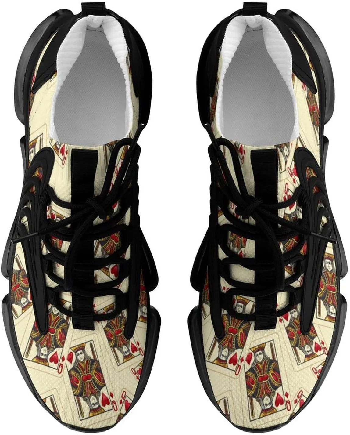 Queen of The Hearts Playing Card Poker Men's Running Shoes Fashion Walking Sneakers Lightweight Casual Sports Shoes for Women