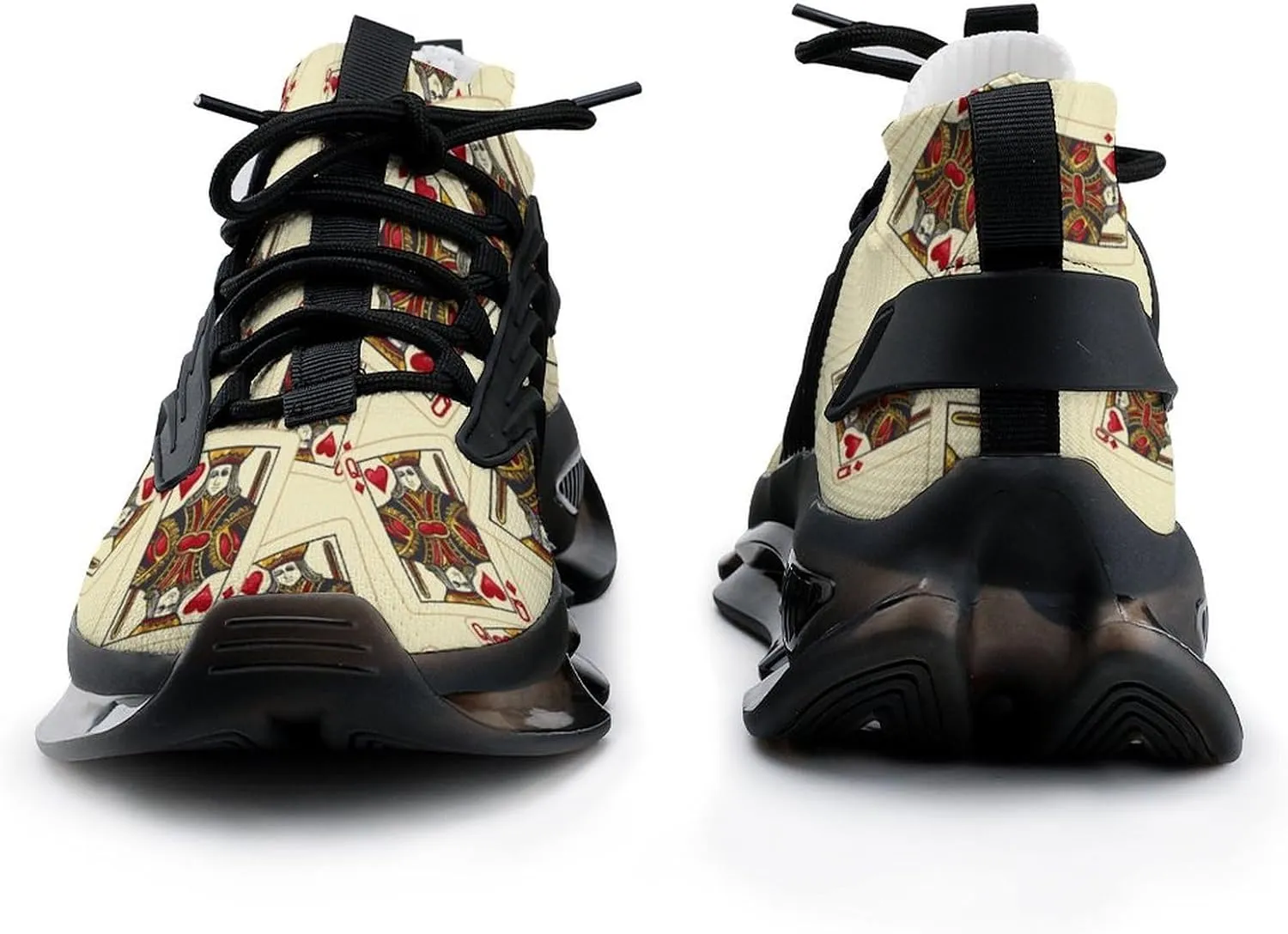 Queen of The Hearts Playing Card Poker Men's Running Shoes Fashion Walking Sneakers Lightweight Casual Sports Shoes for Women