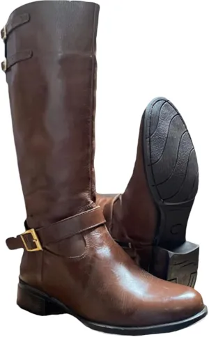 QUEEN USA TEXAS Women's Western Mid-Calf Riding Boots, Fashion Casual Leather Chunky Heel Zipper Booties