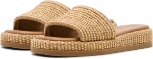 Raffia Platform Sandals for Women Raffia Espadrilles Slides Comfortable Open Toe Slip On Summer Beach Slides Sandals