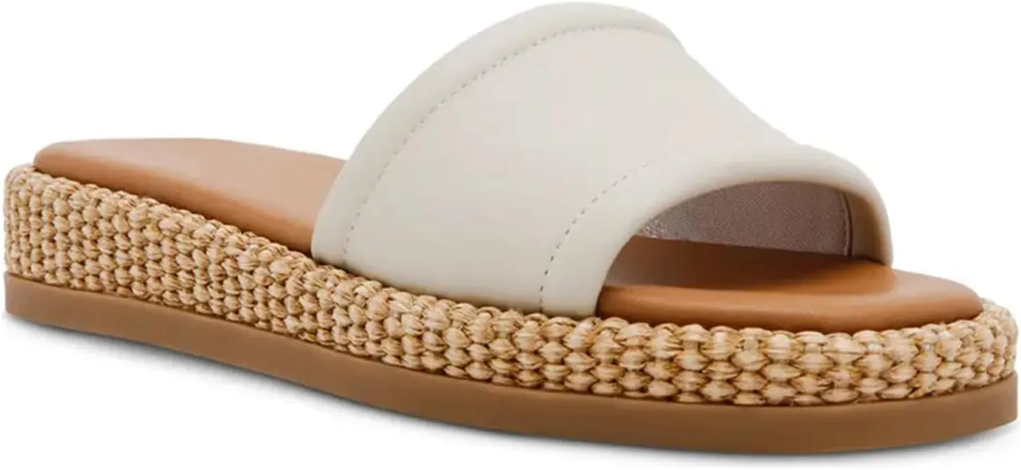 Raffia Platform Sandals for Women Raffia Espadrilles Slides Comfortable Open Toe Slip On Summer Beach Slides Sandals