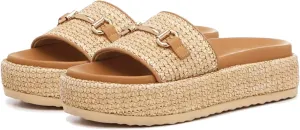 Raffia Platform Sandals for Women Raffia Espadrilles Slides Comfortable Open Toe Slip On Summer Beach Slides Sandals